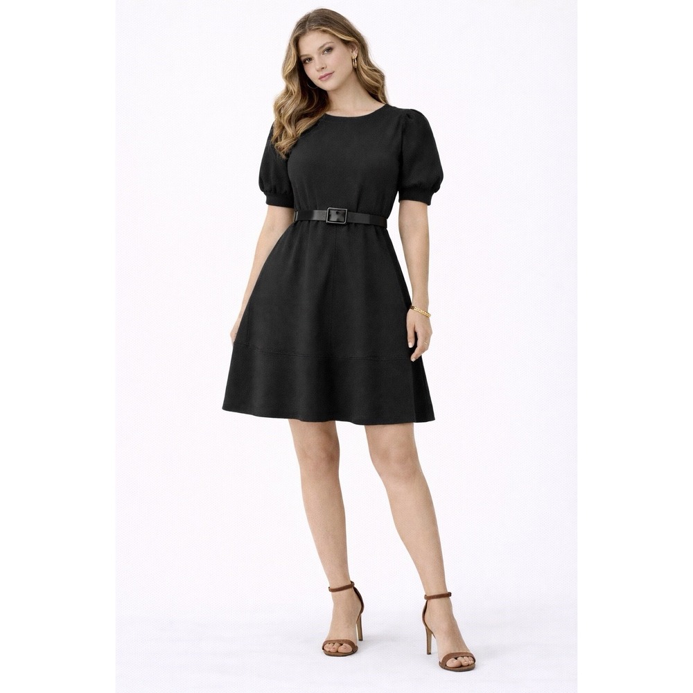 Bcbgeneration Black Puff Sleeve Mini Dress Short‎ Sleeve Fit & Flare Size M